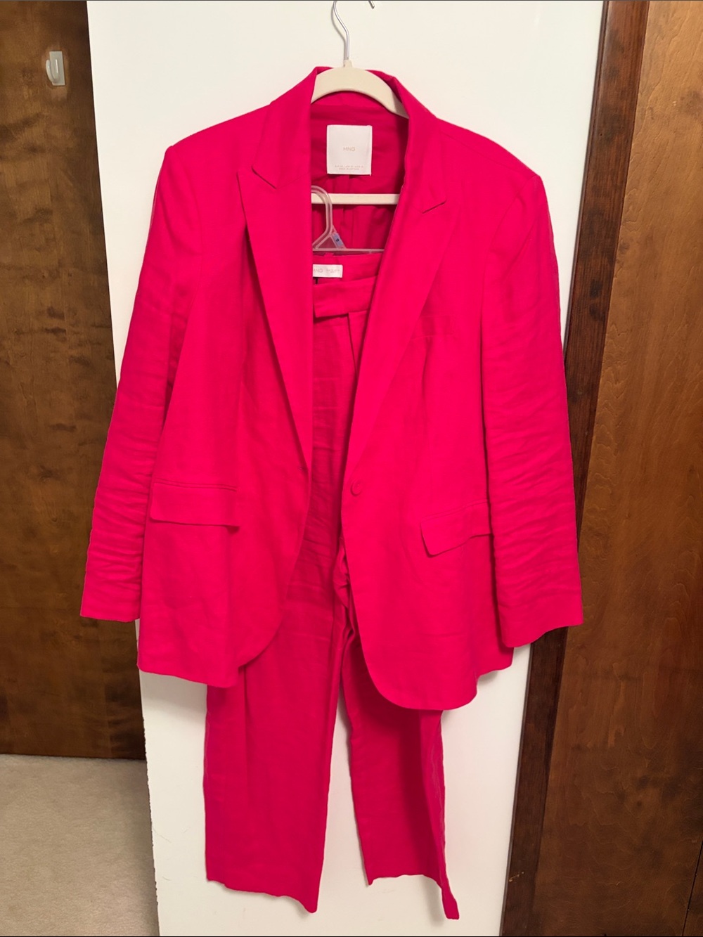Mango Women's Hot Pink Blazer and Pants Set